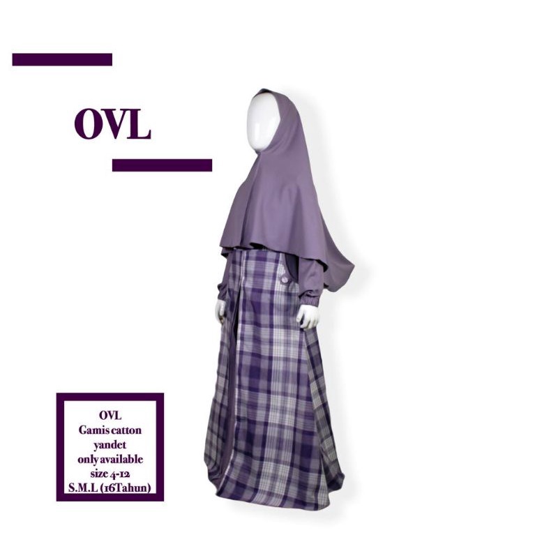 GAMIS MUSLIM ANAK PEREMPUAN TANGGUNG REMAJA MODEL OVERALL MOTIF KOTAK BAHAN KATUN YANDED PREMIUM