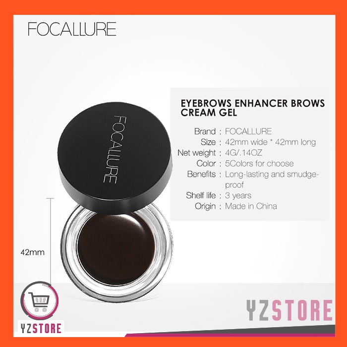 FOCALLURE Eyebrow Cream Gel Waterproof LongLasting Pensil Alis YZ199