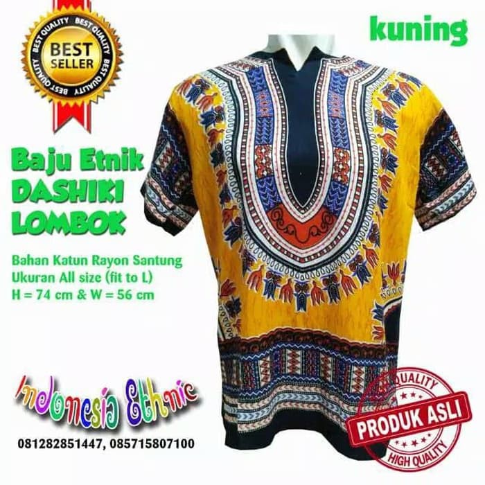 BAJU ETNIK LOMBOK BAJU DASHIKI ANEKA WARNA HIPPIES BOHO PRIA WANITA