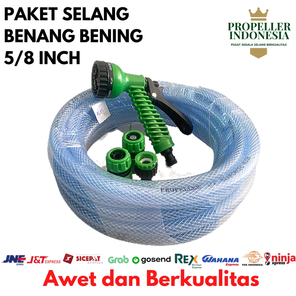 SELANG AIR 5/8 15M PAKET BENANG BENING/SEMPROTAN SIRAM TANAMAN/SELANG AIR TAMAN/SELANG AIR ELASTIS