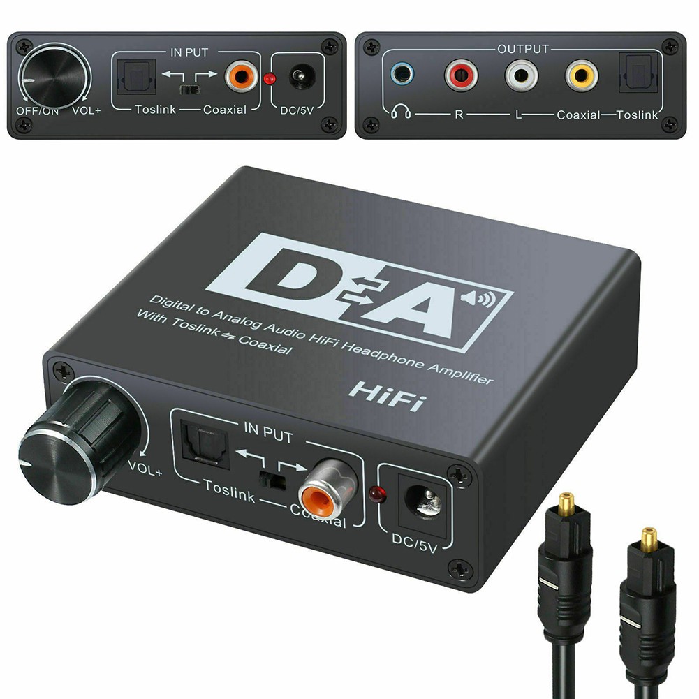 Hifi dac Amp Konverter Digital Ke Analog Audio RCA 3.5mm Headphone Amplifier Toslink Optical Coaxial Output dac 24bit