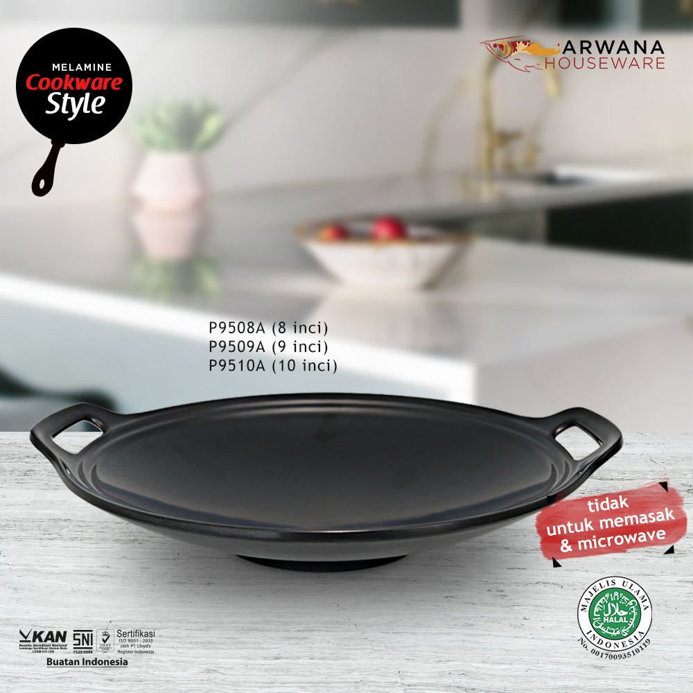 Arwana Houseware Piring Model Wajan 9 inch P9509A - Golden Dragon Melamine