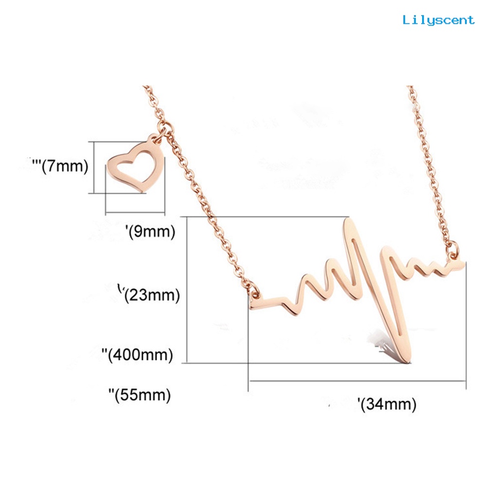Kalung Desain Detak Jantung Rhythm Bahan Alloy Untuk Wanita
