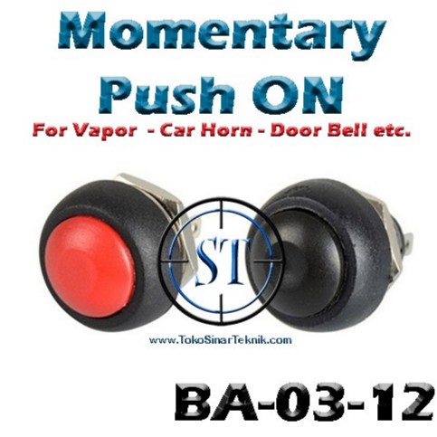 BA-03-12 Warna Color Switch Push ON 12mm Merah Momentary Saklar Klakson Mobil