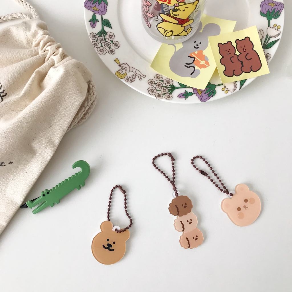 Korean lucu fudge beruang akrilik keychain, In airpods yang sama lengan pelindung menggantung tas rantai liontin