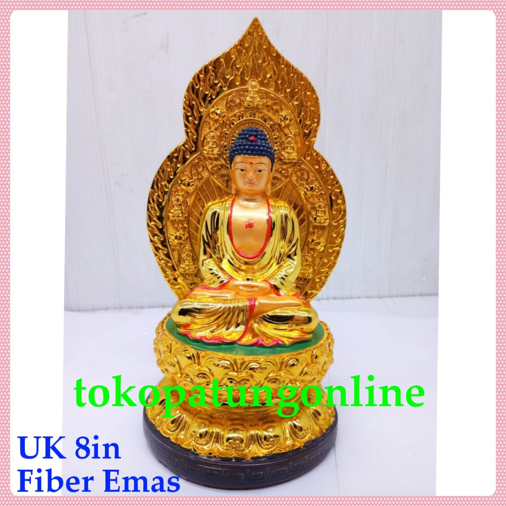 Patung Buddha Sakyamuni Aura Fiber Emas 08