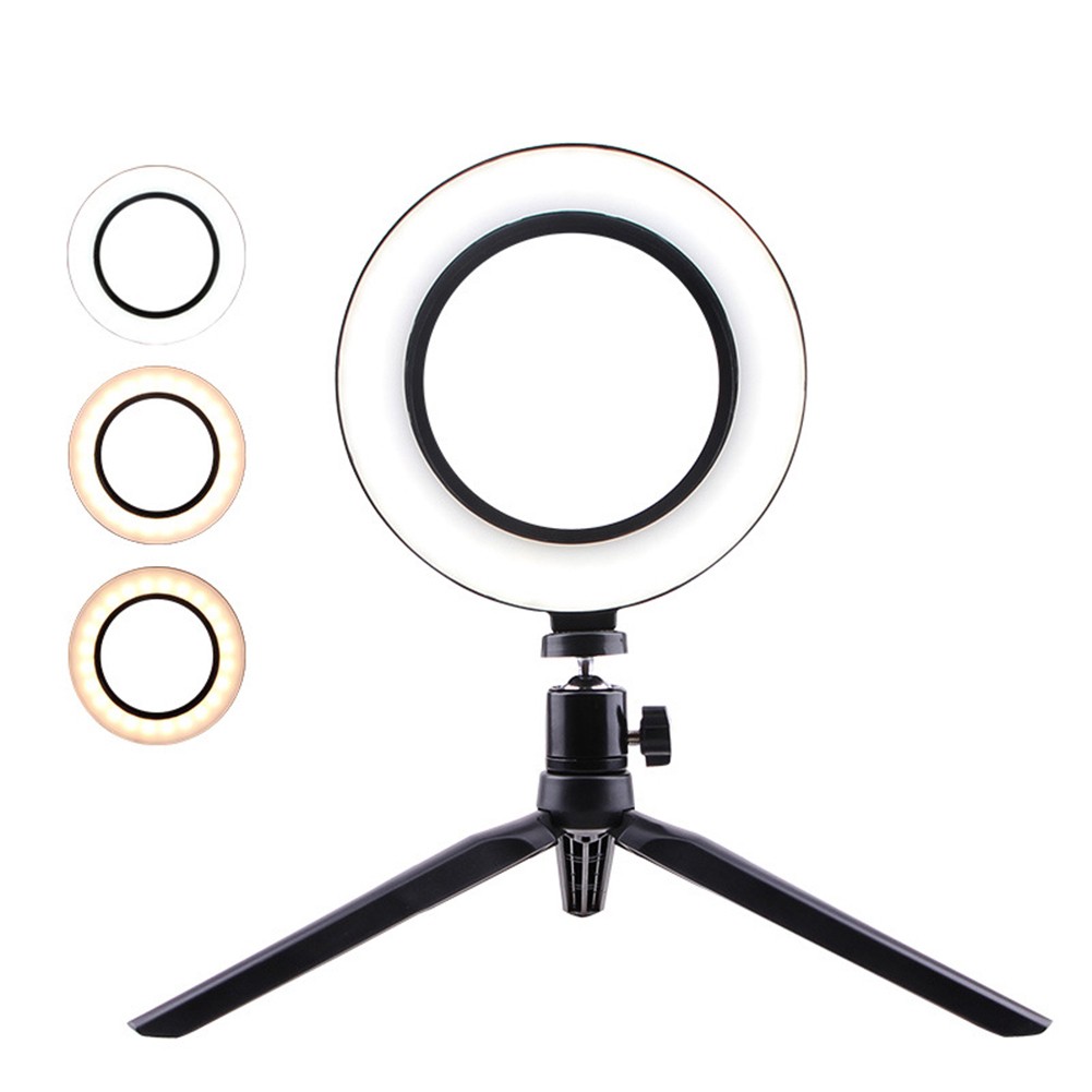 LED Ring Lighting 16cm / 6.29Inch Tri-Color Dimmable with 25cm Tripod Stand