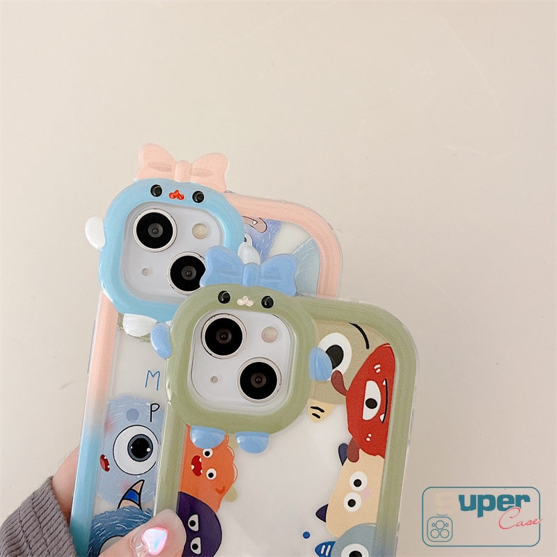 Cute Monsters Case Samsung A50 A14 A50s A30s A04 A04E A12 A32 A52 A53 A13 A03 A04s A03s A22 A51 A23 A52s A31 A21s M32 A33 A73 A02s A11 A71 A53 Kotak Lensa 3D Bow Little Monster Lembut