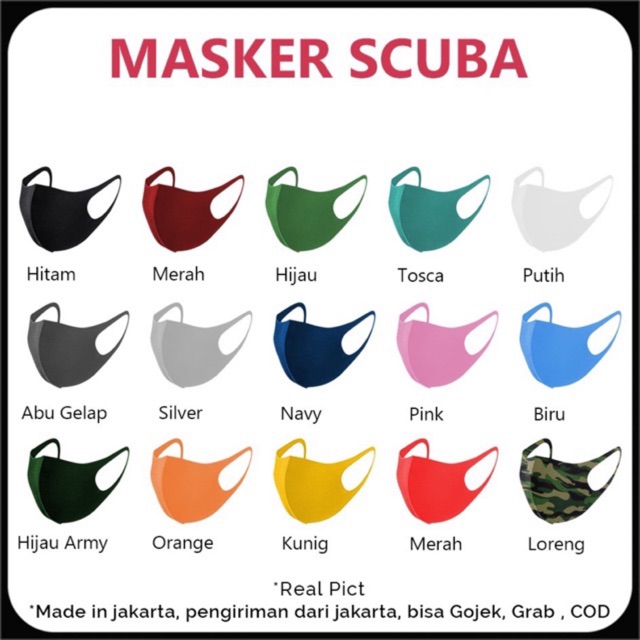 Masker Kain Polos Scuba Premium Tebal/Masker Hijab/Masker KPOP/Reusable Mask/Masker Dewasa