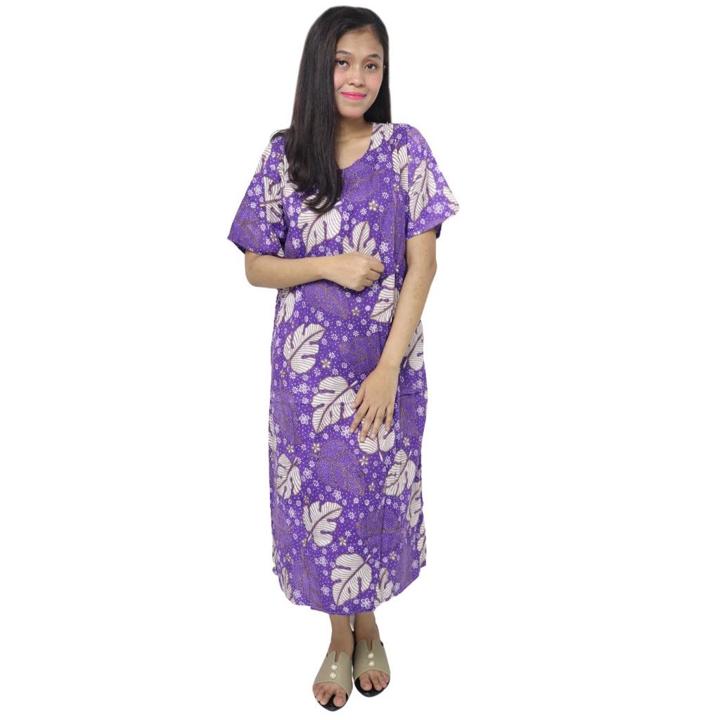 Batik Alhadi Daster Lengan Pendek Kekinian Kancing Depan Busui Rayon Santung DPT001-145-WARNA E