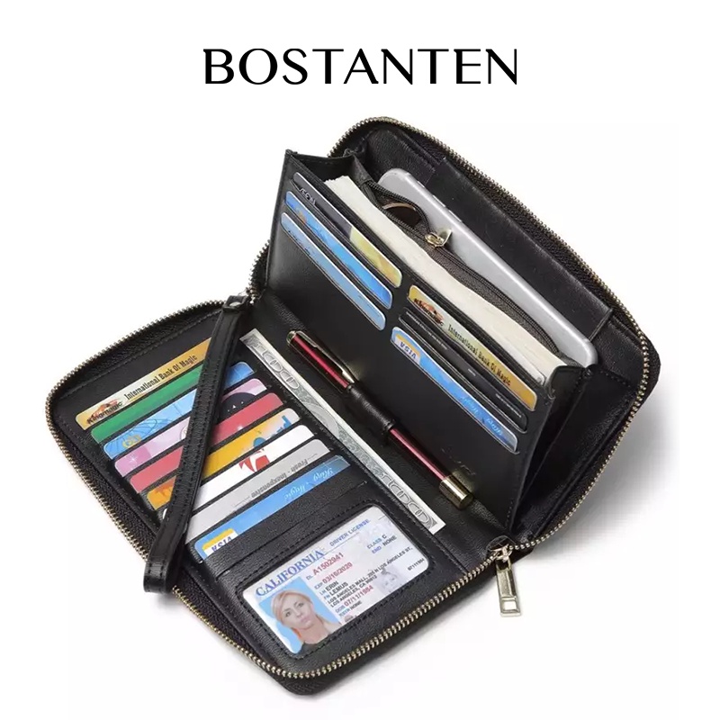 Bostanten Dompet Wanita Dompet PU panjang Dompet ritsleting Dompet kulit dompet panjang wanita impor