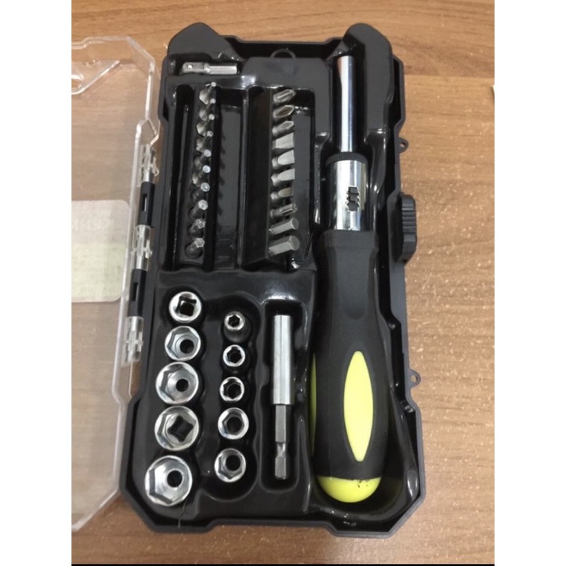 kunci shock set 33pis mata shock set obeng shock set 33pcs sok set komplit kunci L set