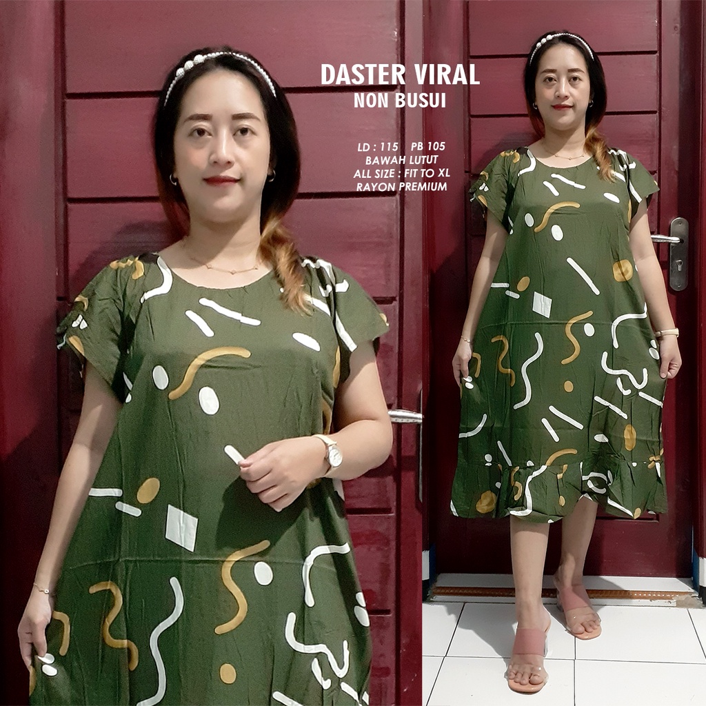 DASTER RUFFLE | DASTER VIRAL MOTIF | DASTER KEKINIAN | DASTER RAYON MURAH BAWAH LUTUT NON BUSUI-6