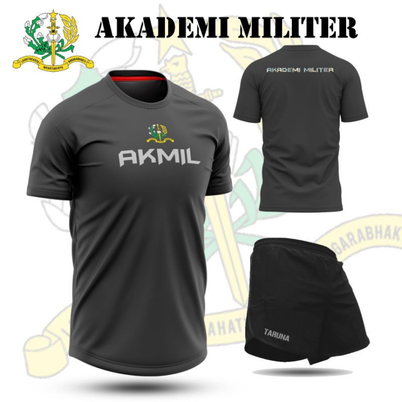 "TERBARU" KAOS BAJU TARUNA AKMIL STEL / TARUNA AKMIL HITAM / LENGAN PENDEK / KAOS OLAHRAGA / BAHAN D