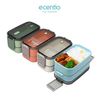 ecentio  Lunch Box anti bocor kotak Makan tempat makan  1600ml Double-Layer Free sendok&sumpit