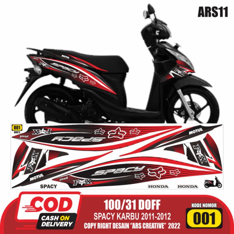 Sticker Striping Decal Honda Spacy Karbu 2011-2012 Variasi ARS11 Fox Glossy/Doff Semua Ready Bisa CO