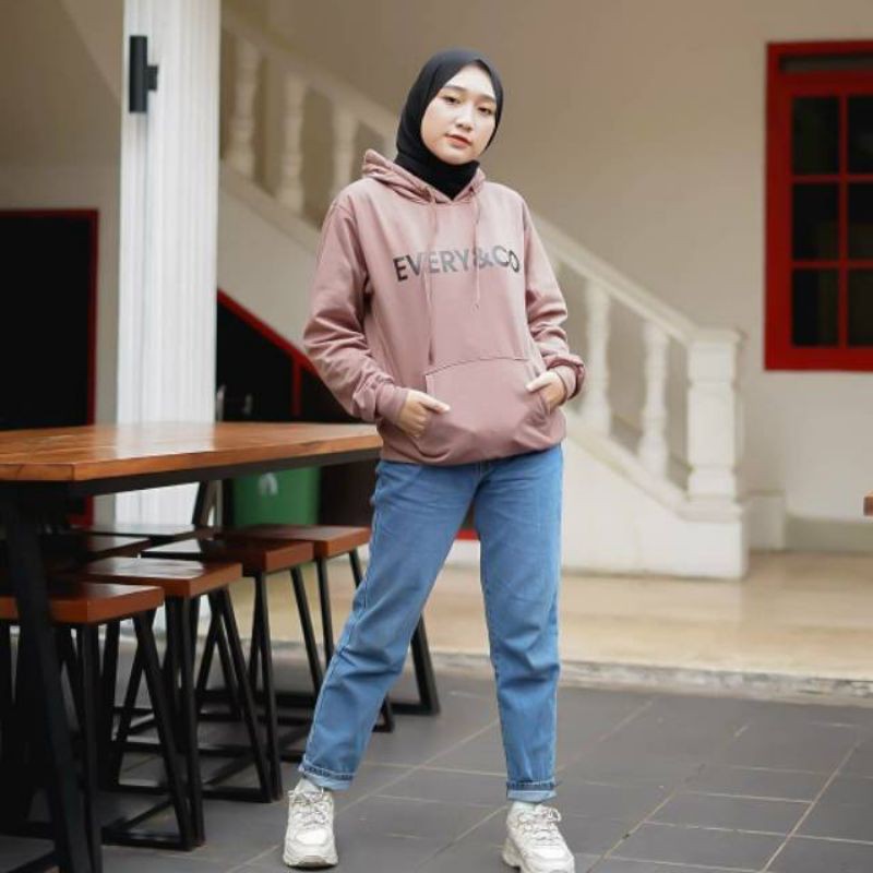 SWEATER HOODIE WANITA - EVERY CO MOCHA - SWEATER TERMURAH