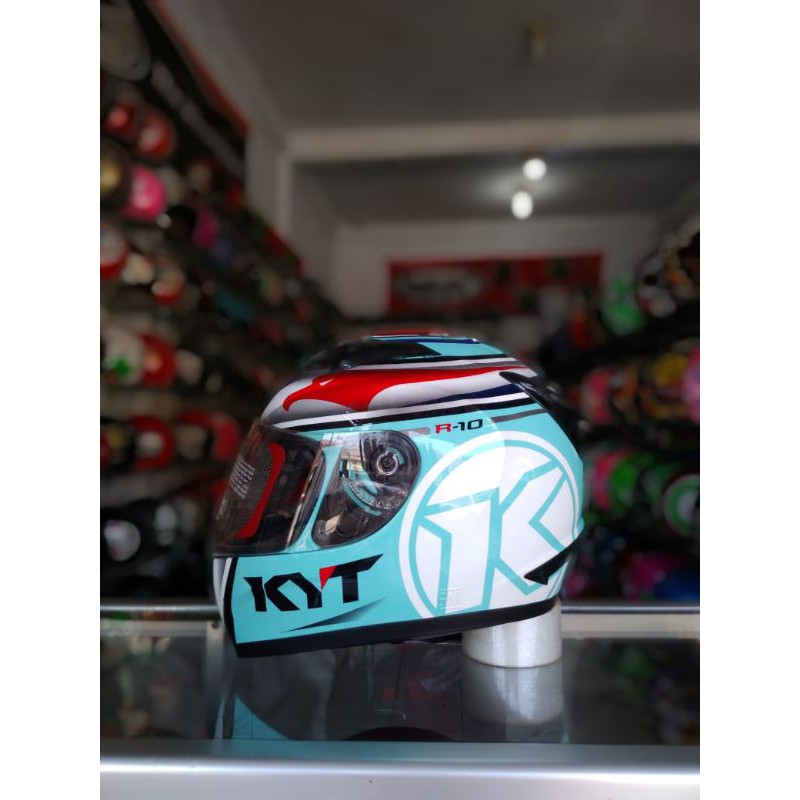 HELM KYT  R10 AQUAMARINE FLAT VISOR 100%ORIGINAL KYT SNI DOT (ONGKIR TERMURAH 2KG)
