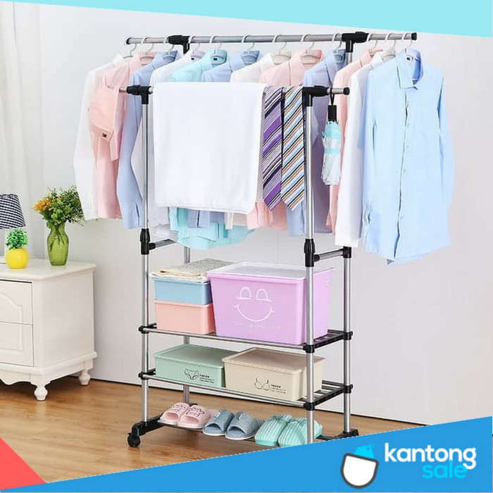 Stand Hanger Rak Portable Lemari Gantung Lemari Baju Portable Tempat Baju Tempat Pakaian Rak Gantung
