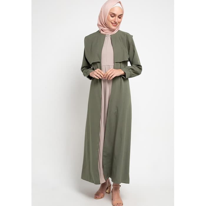 LAILA DRESS GREEN ARMY FASHION BUSANA MUSLIMAH SYAR'I TERKINI PLISLKET