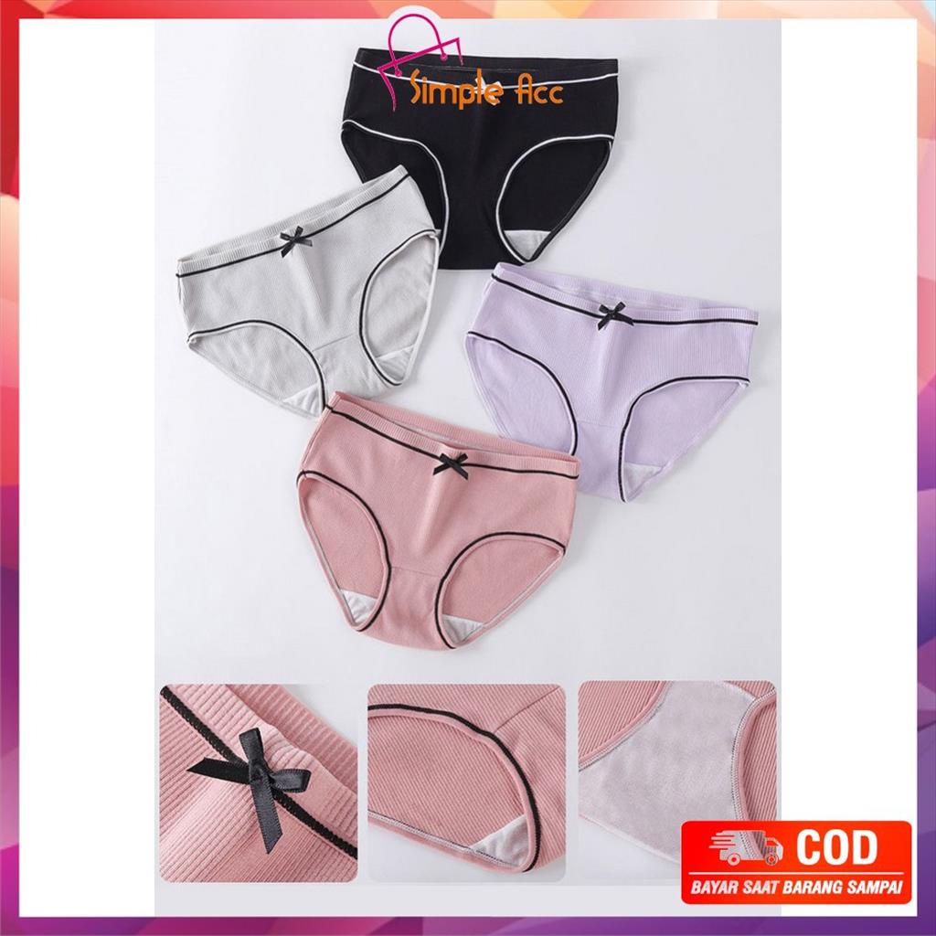 MJS 872 - Celana Dalam Wanita Polos List Pita Halus CD Cewek Import Underwear Wanita Sempak Dalaman Wanita