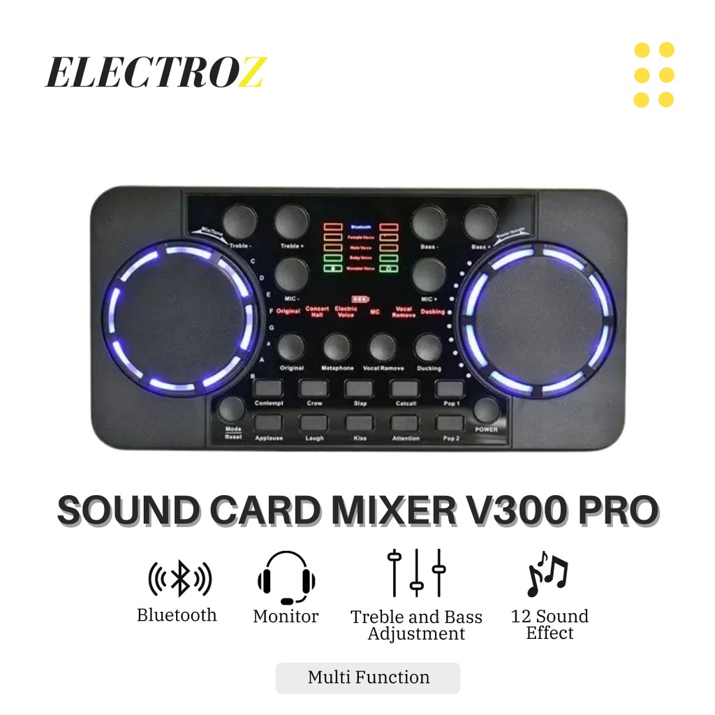 Soundcard Bluetooth V300 Pro Live Audio Broadcast Podcast Cover Musik USB External Mic