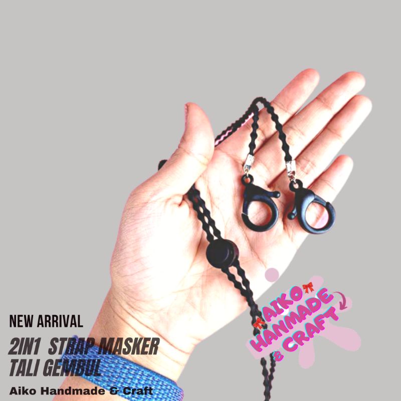 Kalung 2in1 Konektor Strap Masker Hijab Tali Boba Gembul