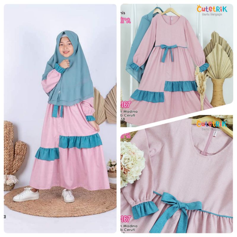  Gamis Anak Katun  Set Khimar Usia 8 10 tahun Cutetrik 