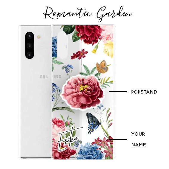 Premium Custom Case flowery with popsocket bunga cantik garden rose samsung s20 note10 iphone11 Kado