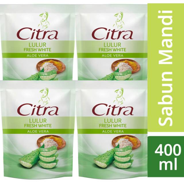 Citra Lulur Fresh White Aloe Vera Body Wash Refill 400ml (Paket Isi 4)