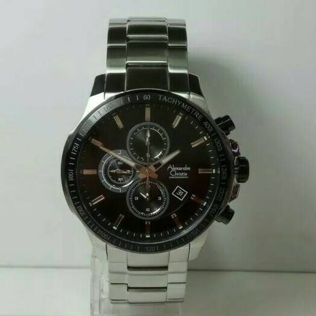 JAM TANGAN PRIA ALEXANDRE CHRISTIE AC 6352 SILVER BLACK