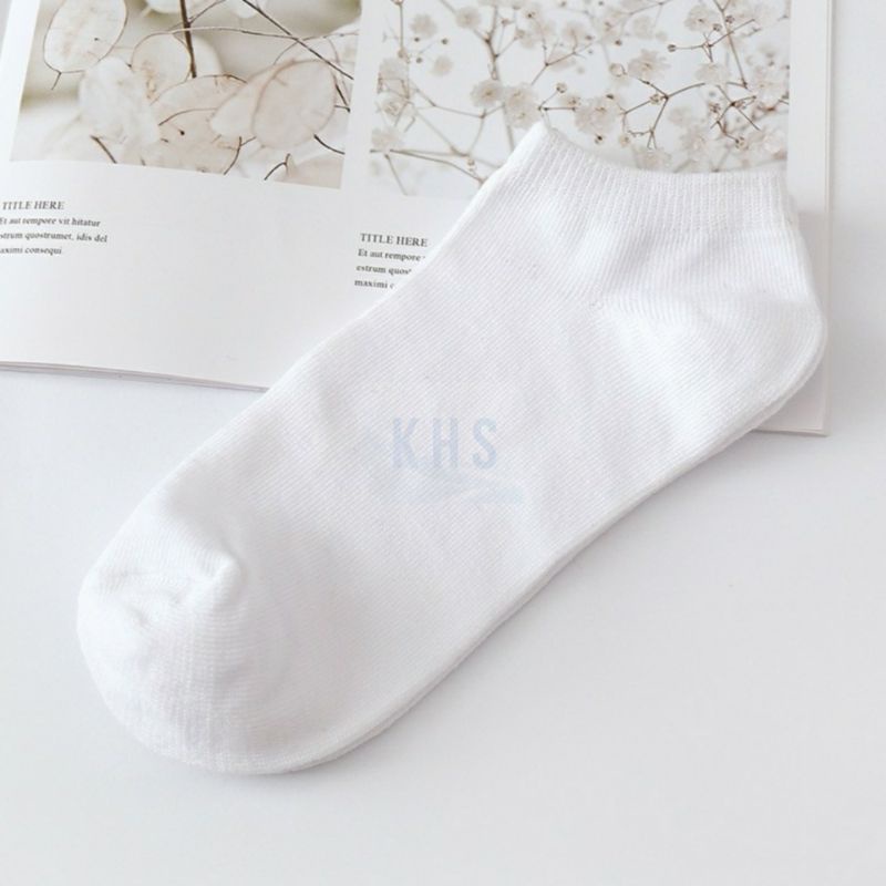 Kaos Kaki Polos Semata Kaki Ankle Cute Socks Short Sepatu Beruang Motif Bear Pendek Daisy Pastel KHS-POLOS - PUTIH