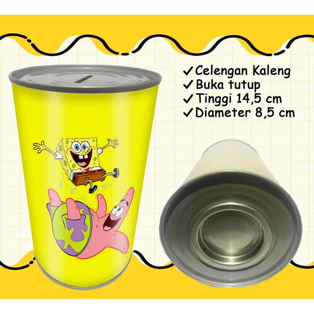 Celengan Kaleng Karakter Spongbob / Celengan Spongebob / Celengan Anak Kartun Spongebob MURAH UNIK-Spongebob - 05