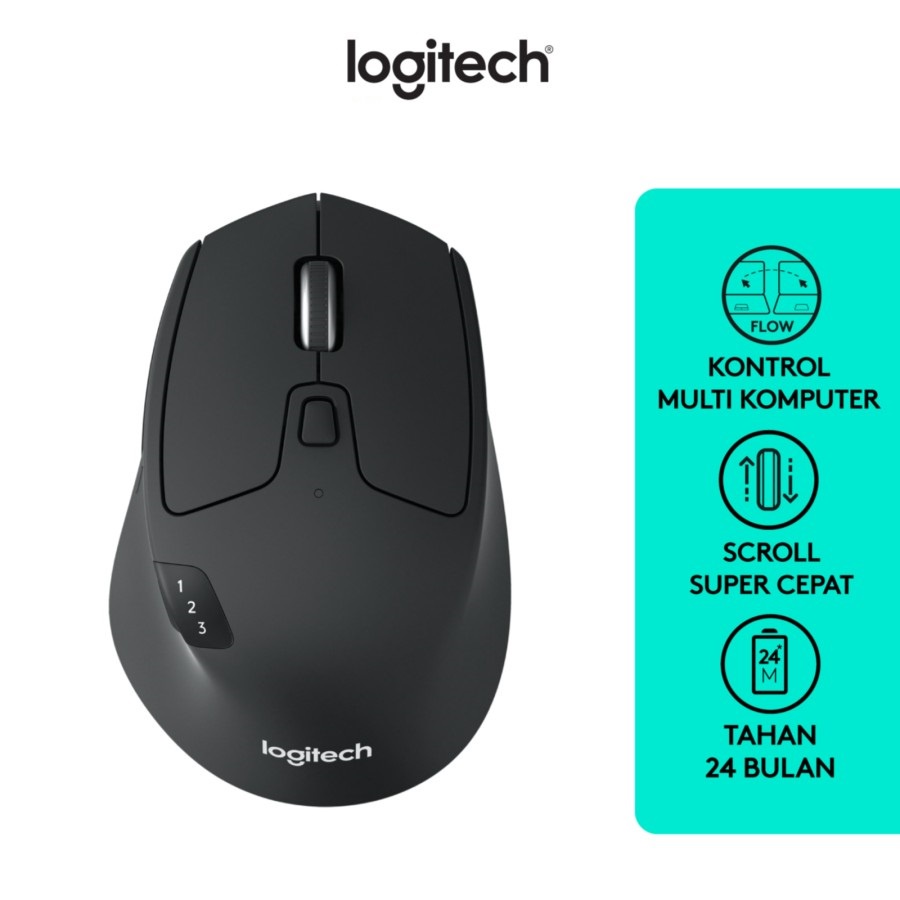 Logitech M720 Mouse Wireless Bluetooth Multi-Device Hyper Fast-Scroll
