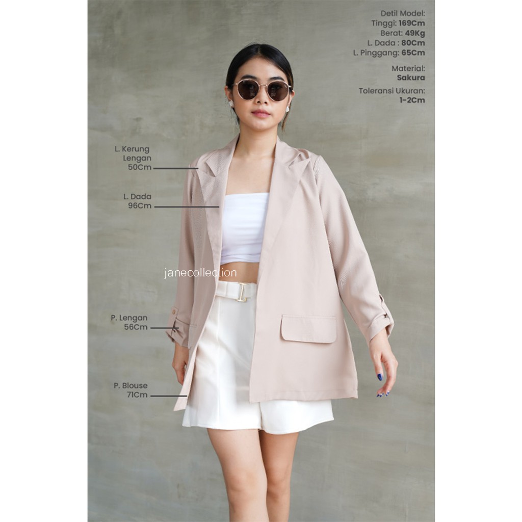 JANE COLLECTION || Blazer Formal Kerja Wanita Fashion Atasan Korea - Pevita Blazer