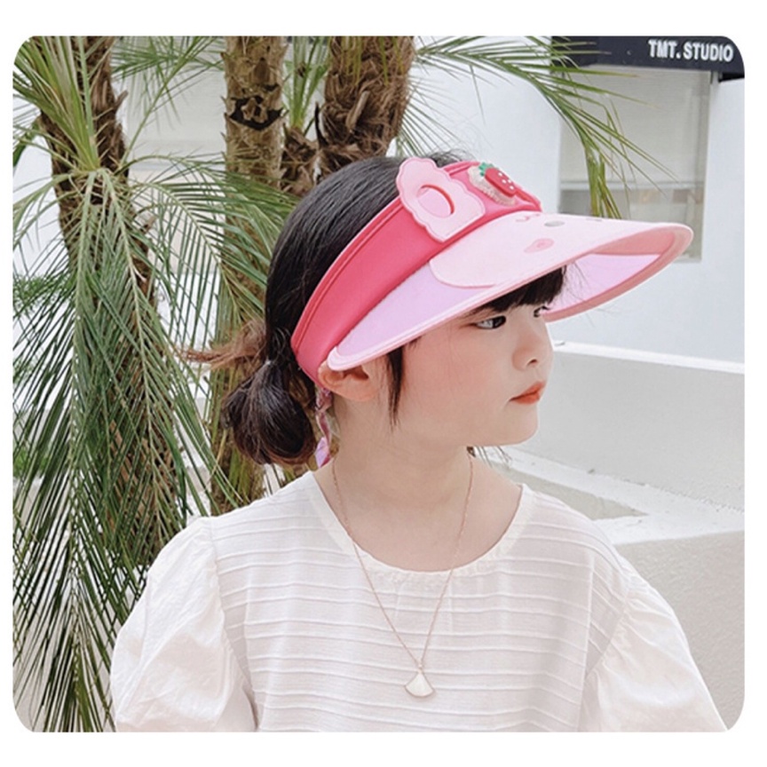 Topi Anak Visor Sunshade Karakter Kartun / Topi Pantai Motif Kartun Lucu Pelindung Matahari Unisex