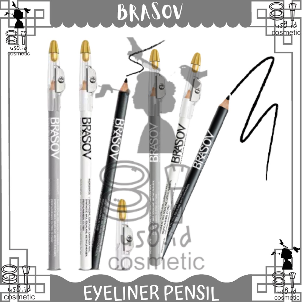 BRASOV Eyeliner Pencil 1.1 gr Halal Waterproof || BRASOV Pulpen Eyeliner Netto 2 ML Perfect Black Waterproof Liquid Eye Liner Pen XX-CT Hitam
