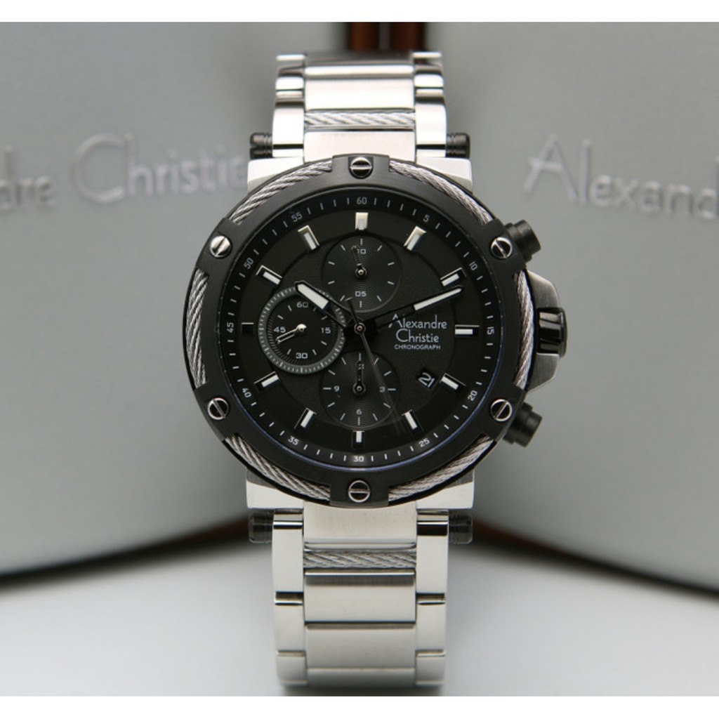 Alexandre Christie AC6561 Original Jam Tangan Pria Stainless Silver Black