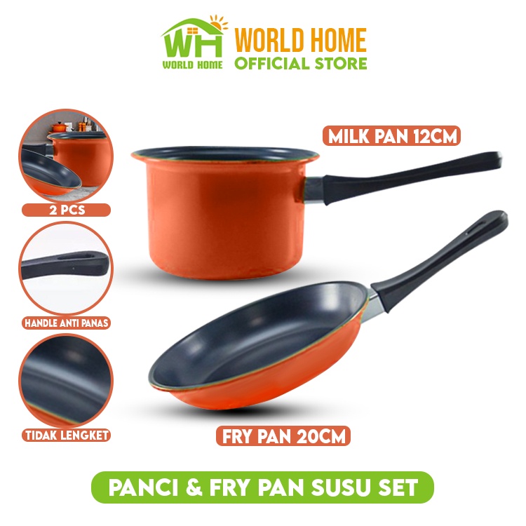 Panci Set Mini Teflon Fry Pan dan Panci Susu Panci Set Fry Pan and Milk Pan Teflon 2 Pcs