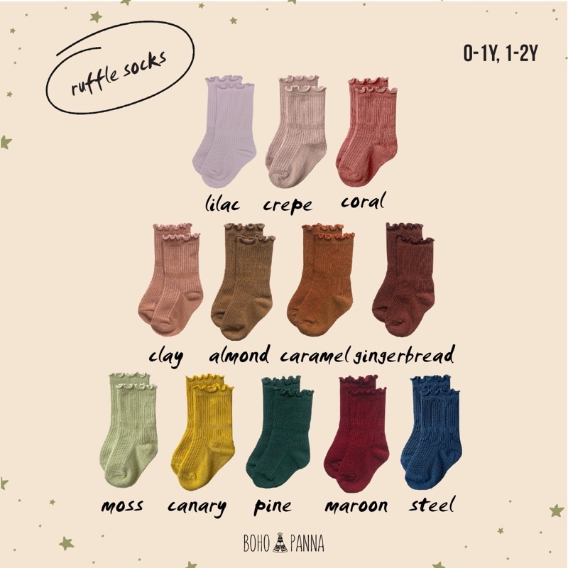 bohopanna ruffle socks size 1-2y