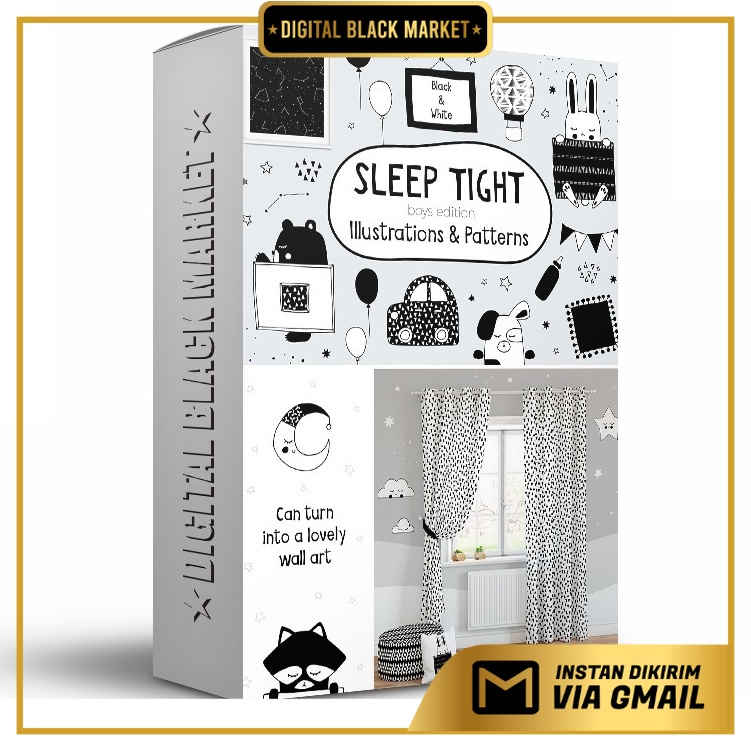 Sleep Tight Boys Edition B&amp;W - Vector Designs