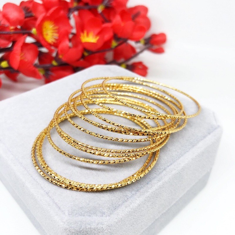 Gelang keroncong anak tipis set 12 lapis emas xuping