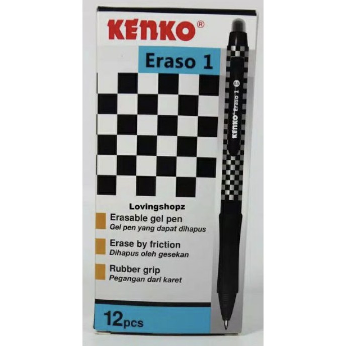 

BALLPOINT HITAM KENKO ERASO 1 0.5MM ERASABLE BISA DIHAPUS CETEK HITAM PENA PEN PULPEN BALLPEN GROSIR