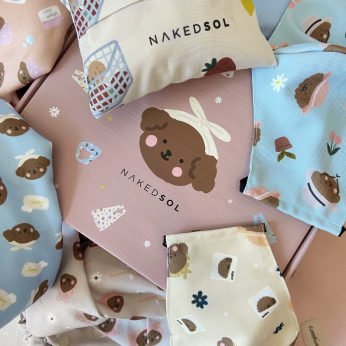 HOT SALE Nakedsol X Kellysandco Merchandise (Pouch, Grocery Bag, Bandana, Mask) - Biru Muda
