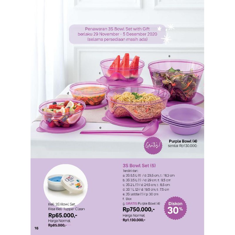 3s bowl set (5) / mangkok isi 5 ungu