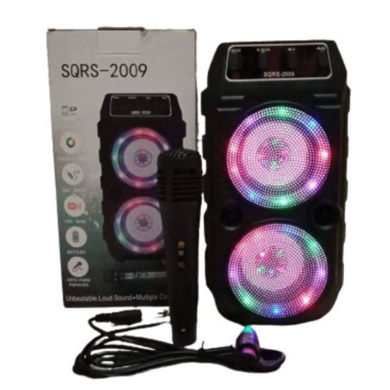 COD SPEAKER BLUETOOTH SQRS-2009LED PLUS MIC KARAOKE SUARA SUPER BASS//SALON AKTIF SQRS-2009//SPEAKER KARAOKE//SPEAKER TERMURAH