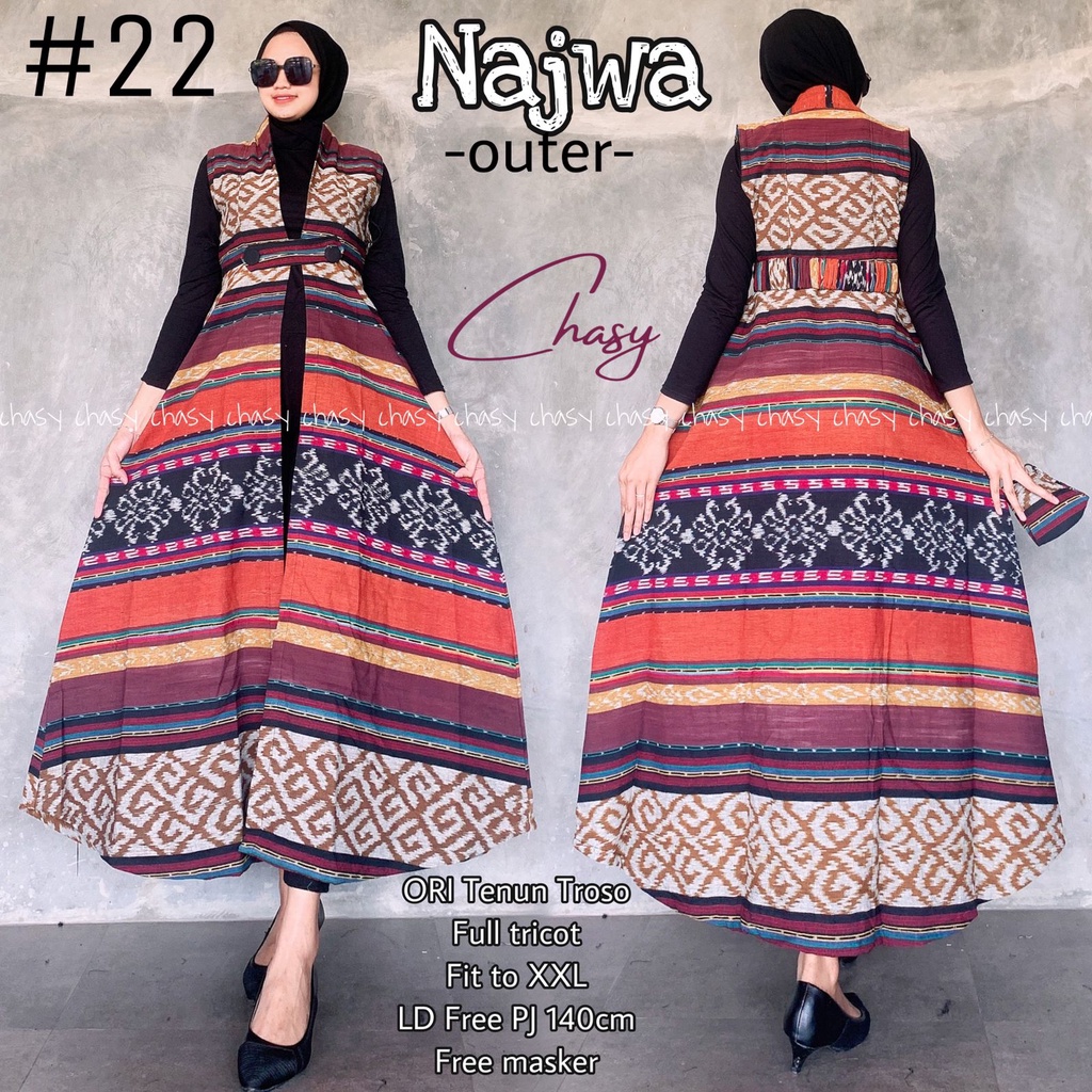 Long Outer Batik Tenun by Butik Batik Solo Bahan Tenun Troso ORI kode LONG OUTER BATIK TENUN NAJWA