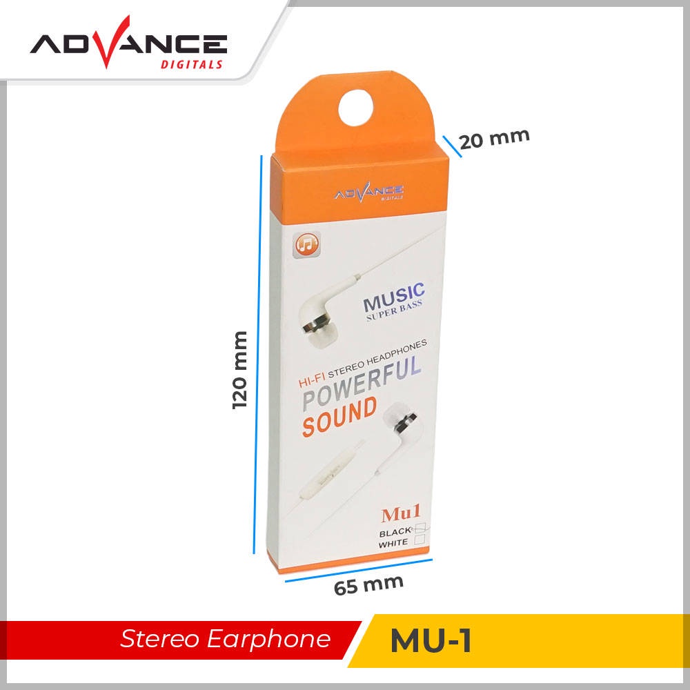 Advance 100% Ori Advance HIFI Stereo Earphone 1.2M Kabel Powerful Sound MU01 |Garansi Resmi Advance 1 Tahun |