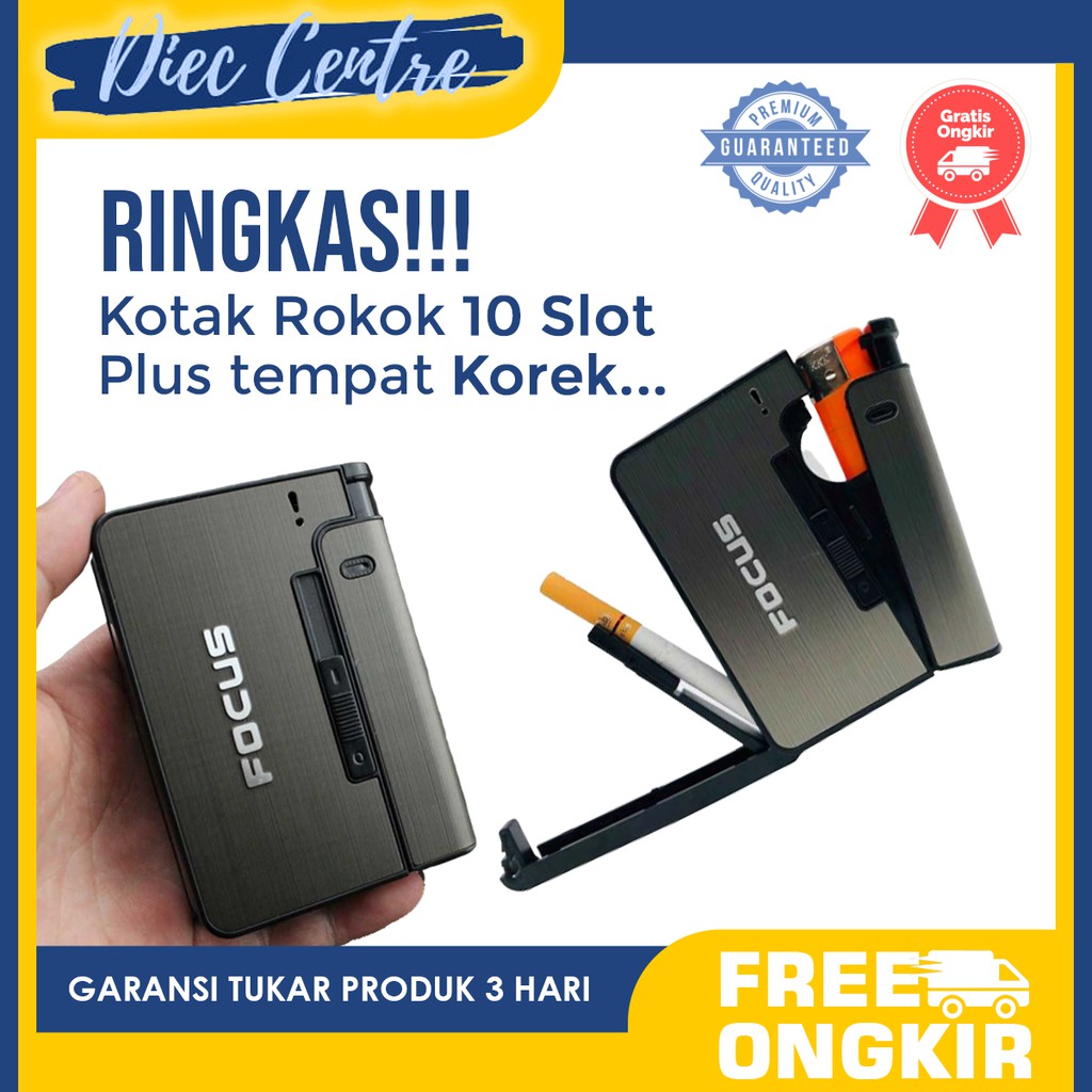Kotak Bungkus Rokok Tempat Roko 10 Slot Plus Tempat Korek Api Korek ...