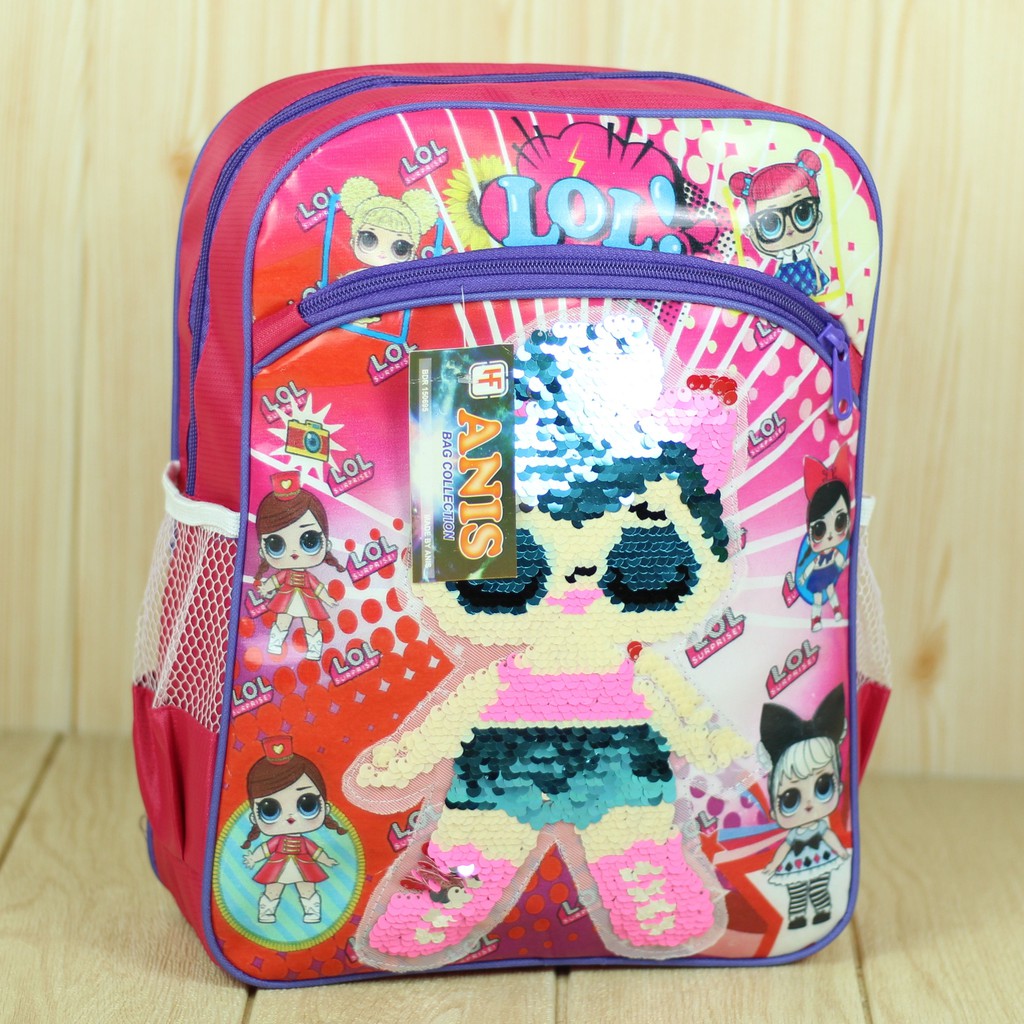 TAS ANAK SEQUIN Ransel Sekolah Anak Perempuan Payet Usap Lol Pink Tas Gendong Fashion Kids Lucu Awet